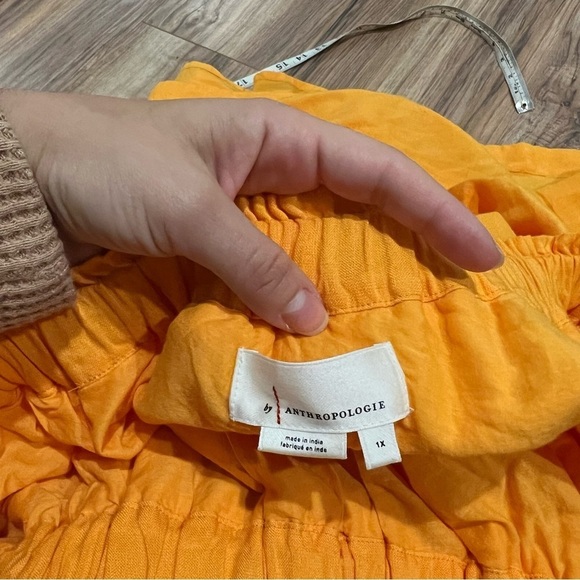 By Anthropologie One-Shoulder Waistless Mini Dress Linen Blend Mango Orange - Picture 9 of 9